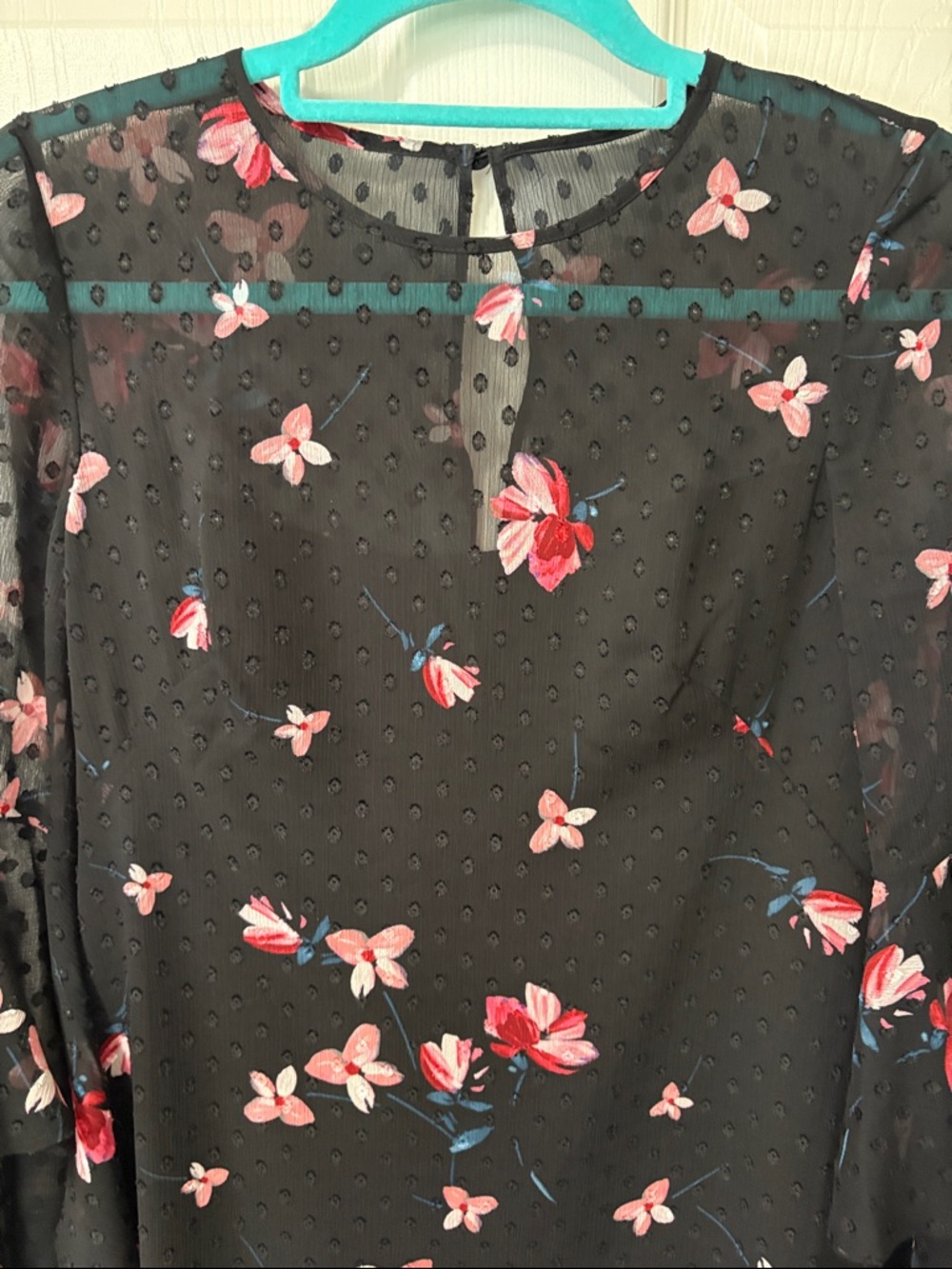 Eliza J Black Floral Ruffle Dress with Pink Print - Picture 2 of 8